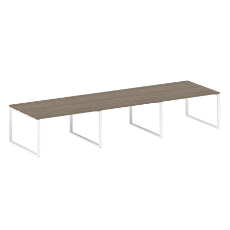 Переговорный стол 3 столешницы Metal System Style БО.ПРГ-3.3 4200x1235x750 (Вяз/Белый металл)