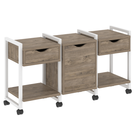 Тумба на колесных опорах наборная VR.L-TN-6.K 1440x460x767 (Тиквуд Темный/Белый металл)