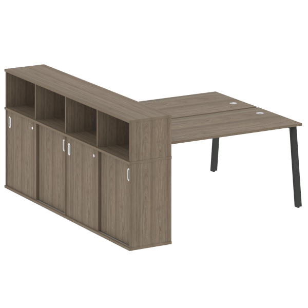 Рабочая станция с шкафом-купе на А-образном м/к Metal System Style БА.РС-СШК-4.4 Т 2010x2332x1098 (Вяз/Антрацит металл)
