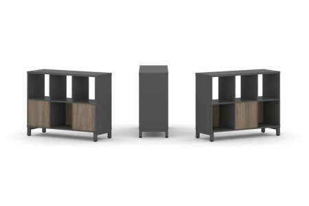 Набор стеллажа 2-х сторонний, 2 яруса SN.NSD-231 (1121х400х881) (Антрацит/Вяз Благородный/Металл Антрацит)