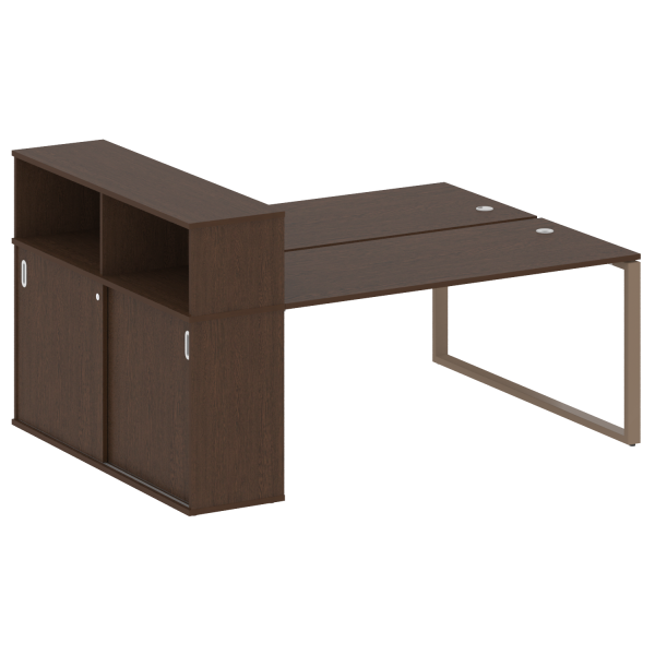 Рабочая станция с шкафом-купе на О-образном м/к Metal System Style БО.РС-СШК-2.4 Т 2010x1475x1098 (Венге Цаво/Мокко металл)