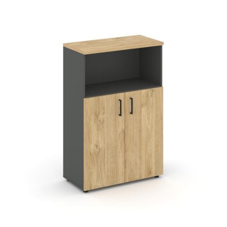 Шкаф средний широкий SN.STS.E-201 (796х400х1203) (Антрацит/Тиквуд Светлый)