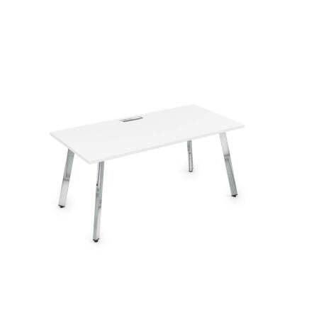 10СР.079 Стол рабочий, прямолинейный (1400x700x750) (Белый премиумМеталл глянец)