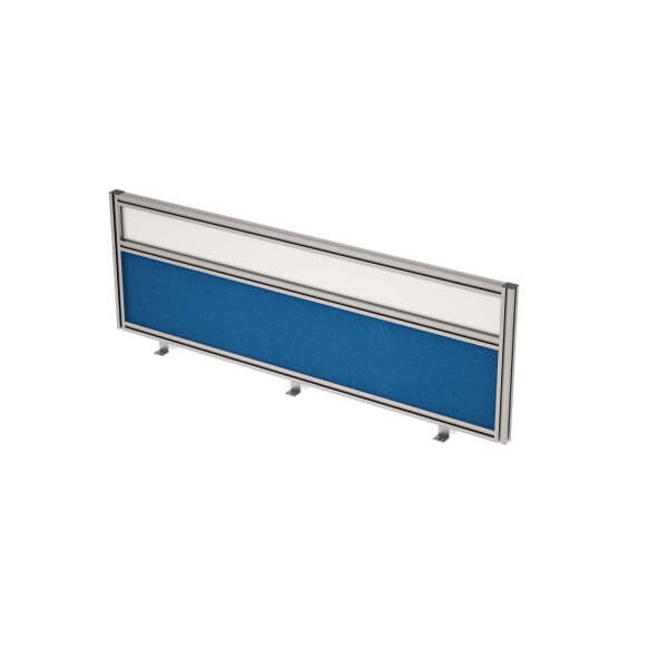 9БТС.0415.6 Барьер из ткани и стекла в алюминиевом профиле, фронтальный (1200x29x400) (Indigo/стекло матовое)