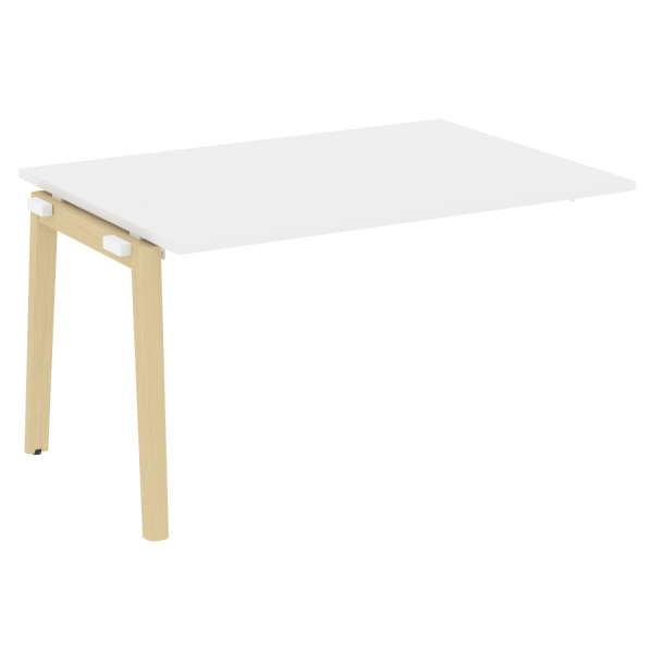 Проходной наборный элемент переговорного стола на деревянных опорах Onix Wood OW.NPRG-3 1380x980x750 (Белый Бриллиант/Дуб Светлый)