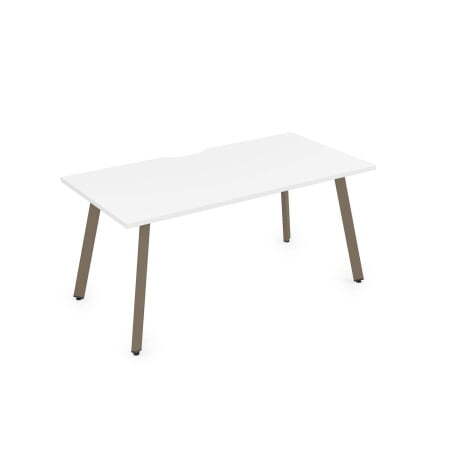 10СРВ.084 Стол рабочий с вырезом, прямолинейный (1600x800x750) (Белый премиум/Tabaco металл)