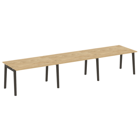 Стол переговорный на деревянных опорах Onix Wood OW.PRG-3.3 4140x980x750 (Тиквуд Светлый/Дуб Темный)