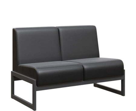 Диван двухместный MD.D2  (1255х700х700) (Oregon Черный арт.16/Чёрный металл)