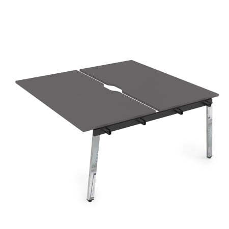 10БДСВ.289 Стол системы Бенч с вырезом, сдвоенный, на 2 рабочих места - средний (1400x1635x750) (Graphit/Глянец металл)