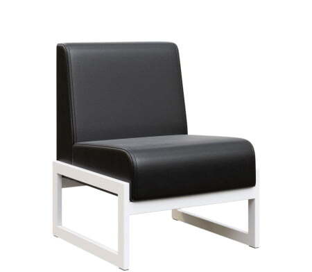 Диван одноместный MD.D1  (655х700х700) (Oregon Черный арт.16/Белый металл)