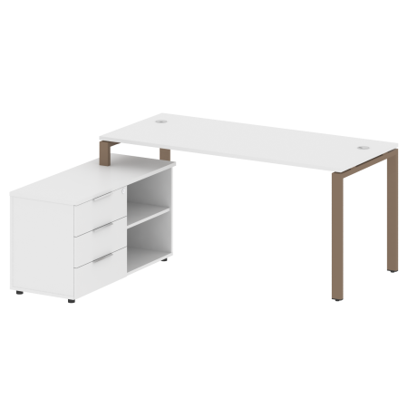Рабочая станция с опорной тумбой левая Metal System Style БП.РС-СТС-2.4 Л 1700x1520x750 (Белый/Мокко металл)