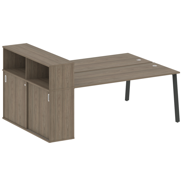 Рабочая станция с шкафом-купе на А-образном м/к Metal System Style БА.РС-СШК-2.5 Т 2210x1475x1098 (Вяз/Антрацит металл)