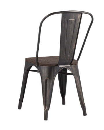 Стул TOLIX WOOD черный патина золото (Стул Tolix черный, платина-золото)