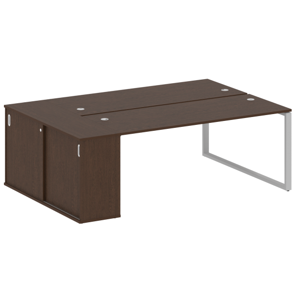 Рабочая станция с шкафом-купе на О-образном м/к Metal System Style БО.РС-СШК-1.5 Т 2210x1475x750 (Венге Цаво/Серый металл)