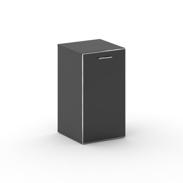 Шкаф узкий низкий правый Fresco FR.SU-302 (R) black (450x460x807) (Базальт UM-Лакобель Черный-Лакобель Черный | Хром)