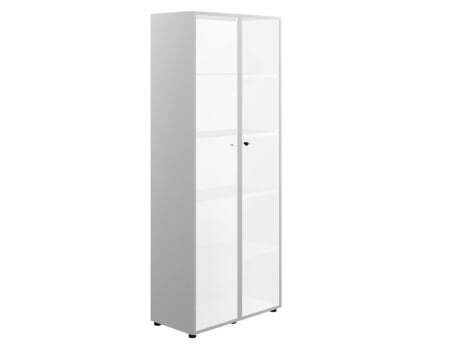 Шкаф высокий со стеклом белым, рама хром X7 IDEV86S L 860x450x2140 (Стекло)