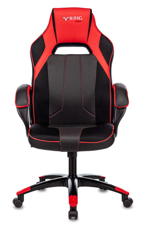 Кресло игровое Zombie VIKING 2 AERO черный/красный эко.кожа/ткань крестов. пластик (Красный)