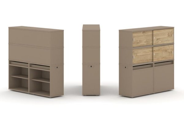 Тумба двойная + высокая надставка ES.NB.2V-2 (1500х410х1520) (Латте/Тиквуд Светлый)