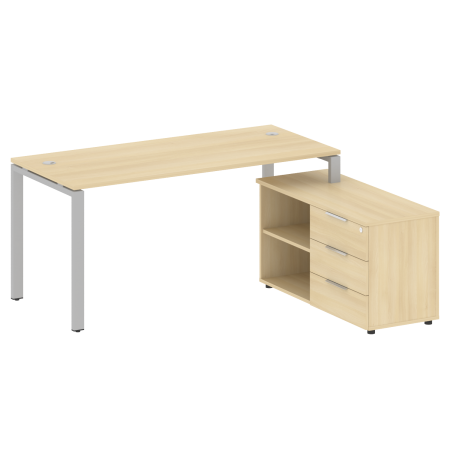 Рабочая станция с опорной тумбой правая Metal System Style БП.РС-СТС-2.4 Пр 1700x1520x750 (Акация/Серый металл)