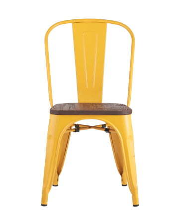 Стул TOLIX WOOD желтый (Стул Tolix желтый глянцевый, темное дерево)