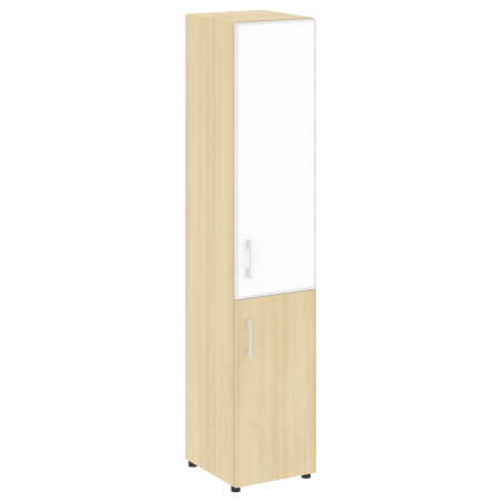 Шкаф для документов узкий со стеклом белым LT.SU-1.2 R (R) White (Акация Лорка)