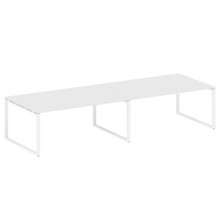Переговорный стол 2 столешницы Metal System Style БО.ПРГ-2.5 3600x1235x750 (Белый/Белый металл)