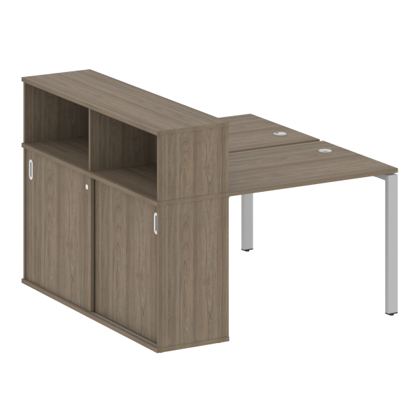 Рабочая станция с опорным шкафом-купе Metal System Style БП.РС-СШК-2.1 1410x1475x1098 (Вяз/Серый металл)