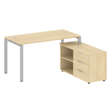 Рабочая станция с опорной тумбой правая Metal System Style БП.РС-СТС-2.3 Пр 1500x1520x750 (Акация/Серый металл)
