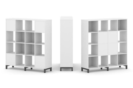 Набор стеллажа 2-х сторонний, 4 яруса SN.NSD-441 (1488х400х1615) (Белый/Металл Антрацит)