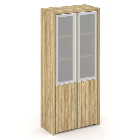 Шкаф высокий широкий Corner COR.ST-1.2R (900x450x2000) (Гикори Песочный-Ваниль | Сатин-Металл Ваниль)