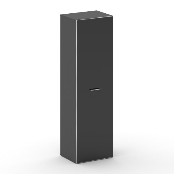 Шкаф средний высокий универсальный Cross CR.SM-102 white (600x460x2000) (Базальт UM-Лакобель Черный)