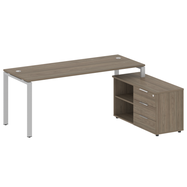 Рабочая станция с опорной тумбой правая Metal System Style БП.РС-СТС-2.5 Пр 1900x1520x750 (Вяз/Серый металл)