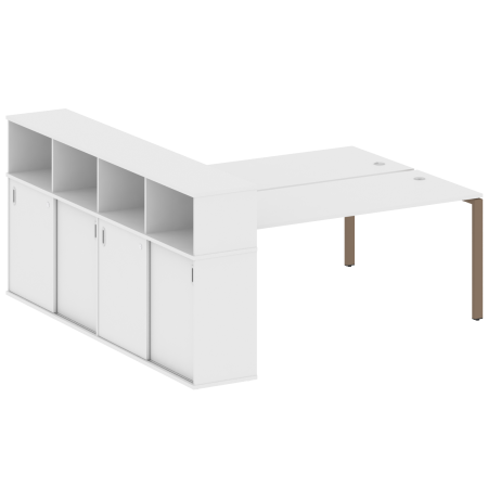Рабочая станция с опорным шкафом-купе Metal System Style БП.РС-СШК-4.5 2210x2332x1098 (Белый/Мокко металл)