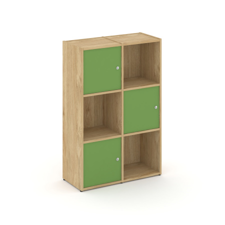 Стеллаж Locker Plus LK.K-002 798x350x1203 (Тиквуд Светлый | Зеленый)