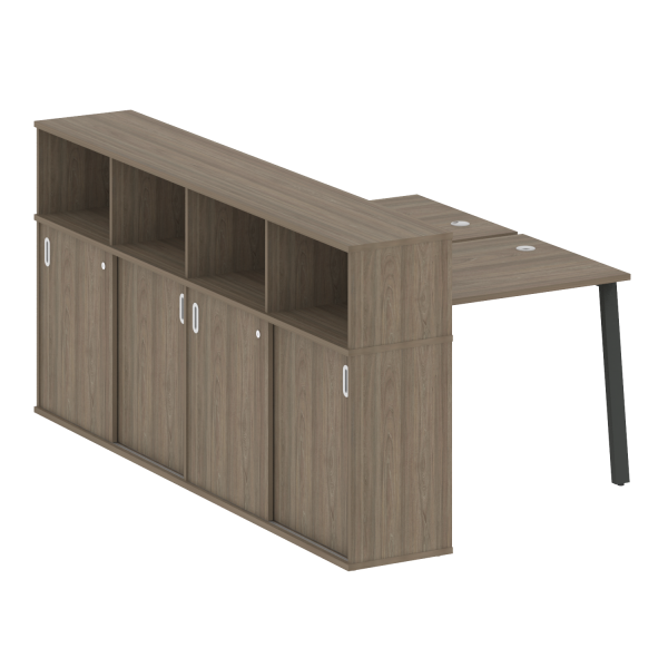 Рабочая станция с шкафом-купе на А-образном м/к Metal System Style БА.РС-СШК-4.1 Т 1410x2332x1098 (Вяз/Антрацит металл)