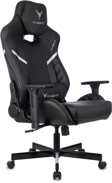 Кресло игровое Knight Thunder 5X черный эко.кожа крестов. металл (Черный)
