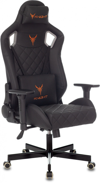 Кресло игровое Knight Outrider черный ромбик эко.кожа с подголов. крестов. металл (Черный)
