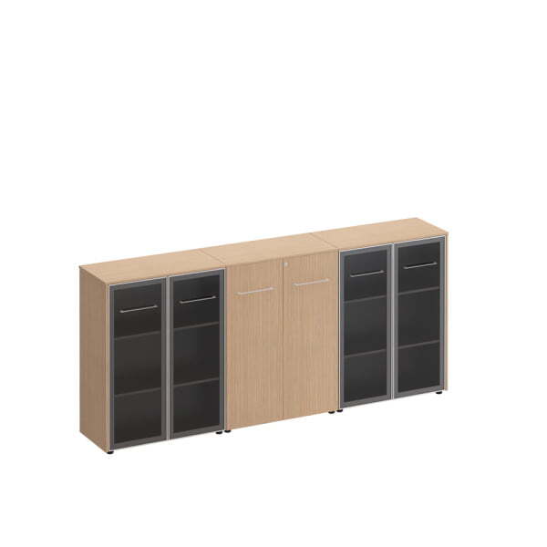 Шкаф комбинированный средний (стекло + закрытый + стекло) Reventon МЕ 339 2740x460x1200 (Зебрано песочный)