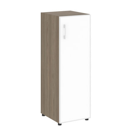 Шкаф для документов узкий со стеклом белым LT.SU-2.4 R (R) White (Вяз Благородный)