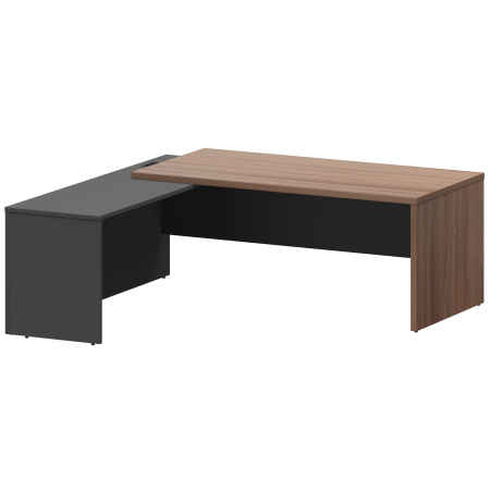 Стол руководителя левый Кортез KZP-20L 2000x2000x750 (Темный шимо/Графит)