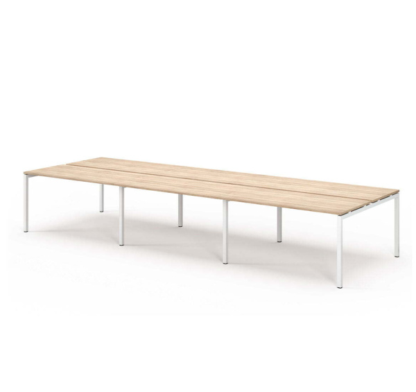 TOUR LIGHT Бенч-система 6 рабочих мест 420x143 (Дуб калифорнийский/Белый металл)