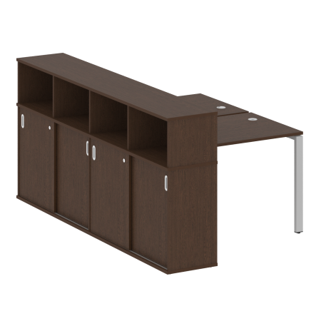 Рабочая станция с опорным шкафом-купе Metal System Style БП.РС-СШК-4.1 1410x2332x1098 (Венге Цаво/Серый металл)