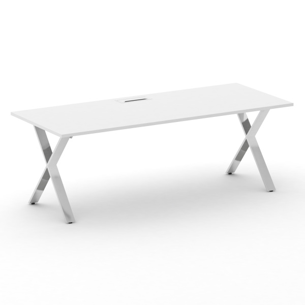 Стол руководителя Cross CRF.SR-3 (2200x900x750) (Белый F | Нерж. Сталь)