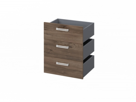 Комплект из 3 ящиков, фасады ЛДСП FI-124.D 560x418x670 (Орех Пацифик Табак)