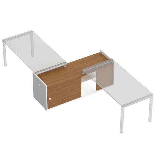 Тумба опорная 180 с отверстиями под кабель-канал Profiquadro КВ 2004 БВ 1800x604x682 (Белый премиум / Вишня скандинавская)