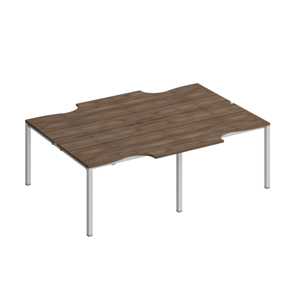 Рабочая станция со столами эргоном. на металлокаркасе КФ (4х120) Комфорт КФ К.1148-2 2400x1840x750 (Дуб шамони темныйСерый)