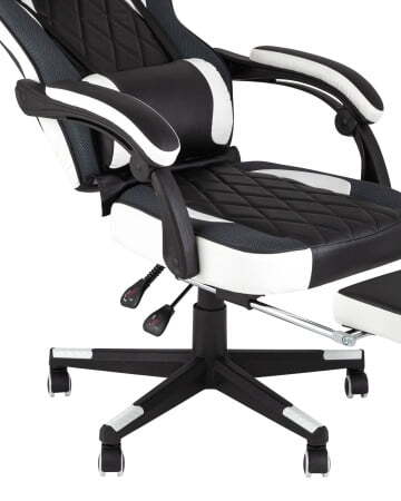 Кресло игровое TopChairs Virage черно-белое (Геймерское кресло Virage черно-белый)