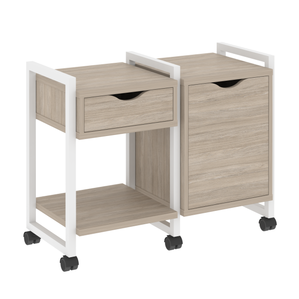 Тумба на колесных опорах наборная VR.L-TN-3.K 970x460x767 (Дуб Аттик/Белый металл)