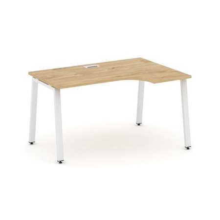 Стол рабочий эргономичный SN-6A.SPA-012(R) (1580х700/980х750) (Тиквуд Светлый/Металл Белый)