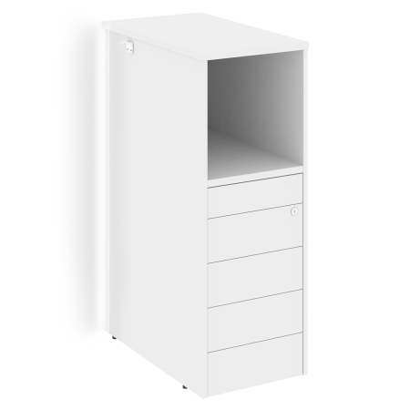 Тумба с подсветкой 5 ящиков TIP-ON, проходная  средняя Onix O.R-TV-5TIP.S 436x767x1185 (Белый Бриллиант)